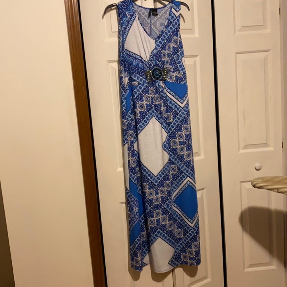 New direction blue and white long summer dress